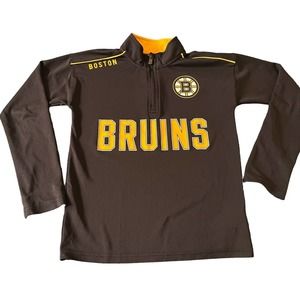 NHL Boston Bruins Quarter Zip Long Sleeve Jersey Shirt Children’s Size Small (8)